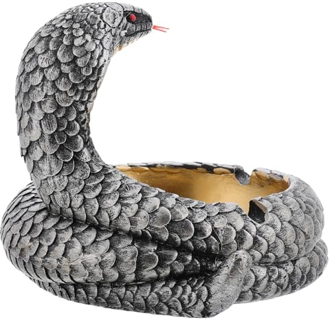 VILLCASE Cenicero y Pintado a Mano Portátil de Resina Diseño Realista de Serpiente Cobra, Multifuncional Adecuado para Uso al Aire Libre y Decoración de Halloween