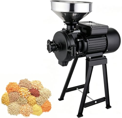 STDZQCWY Molinillo Eléctrico De Granos De 1500 W, con Perilla De Ajuste De Finura, Molinillo De Harina De Alta Velocidad De 1400 RPM, Disco De Molienda De Acero De 150 Mm, para Maíz, Black