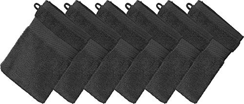 Erwin Müller Waschhandschuh Friedrichshafen 6er- Pack, 100% Baumwolle Graphit Größe 15x21 cm - Premium-Qualität, unvergleichlich saugfähig, hautsympathisch, formstabil (weitere Farben)