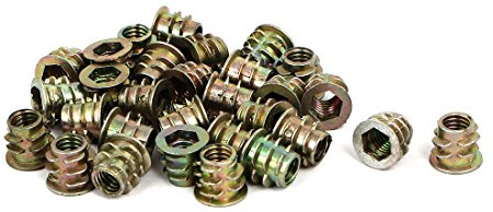 sourcing map Écrous Fileté Insert pour meuble bois M6x9mm 30pcs