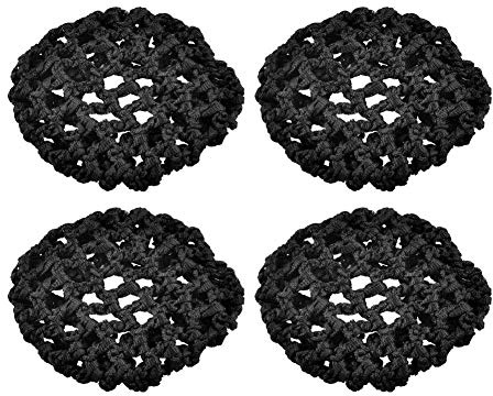Romote Frauen Nylon Haarknoten Abdeckung Snoods Haarnetz für Ballett-Tanz-Skating (4 Stück), Schwarz