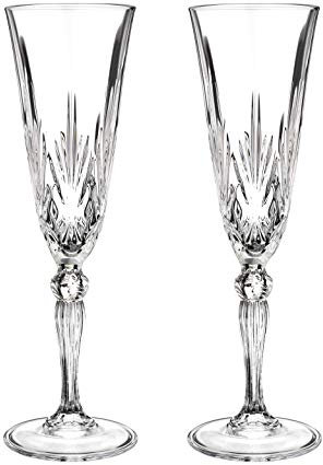 DIAMANTE Chatsworth Champagne Prosecco Flutes - Made from Premium Lead Free Crystal - Set of 2
