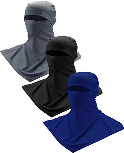 SATINIOR 3 Piece Balaclava Face Cover Sun Protection Neck Cover Summer Balaclava Motorcycle Face Mask for Men Women (Black, Gray, Navy Blue)