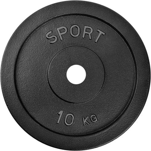 AtHaus® Hantelscheiben 10 Kg Gusseisen Hantel Gewichte 30/31 mm Ø - Guss Scheiben Gusscheibe Hantelscheibe Platte Rad Pro