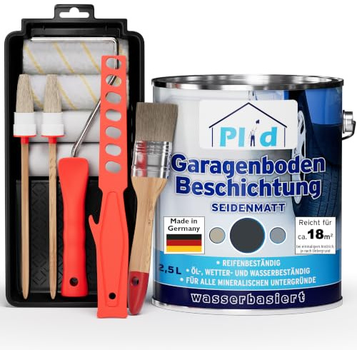 prinzcolor Revestimiento para suelo de garaje de alta calidad, color gris antracita, 2,5 l, juego de pintura para suelo
