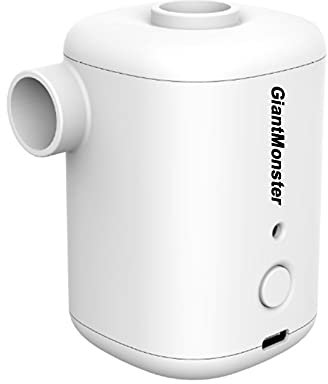 GiantMonster Pompa ad aria portatile elettrica per gonfiatore e sgonfiatore senza fili Mini pompa di gonfiaggio per involucro di plastica Anello per piscina Pompa ad aria da campeggio per materasso