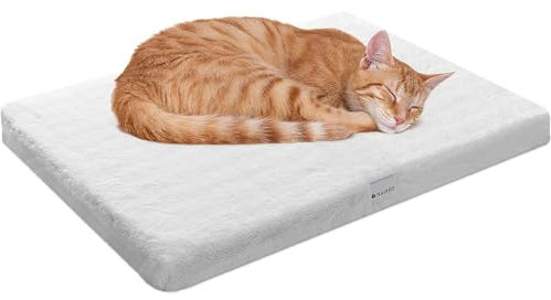 Navaris selbstheizende Decke für Katzen und Hunde - 60x45x4cm Wärmematte Wärmedecke flauschig weich - Thermodecke mit Reißverschluss und abnehmbarem Bezug - Weiß