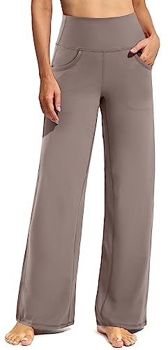 Promover Women's Activewear Trousers Yoga Trousers with Pockets Wide Leg Pants Stretch Tracksuit Bottoms Gym Joggers Causal Lounge Tummy Control Pants Petite/Regular/Tall