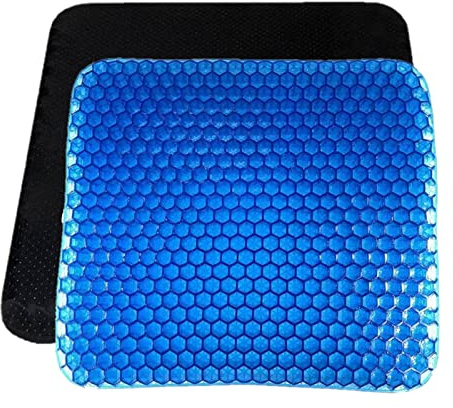 NAILAO Gel Sitzkissen Orthopädisch, Extra Doppelt Dickes Gelkissen mit Rutschfestem Bezug zur Linderung von Rückenschmerzen, Sitzpolster Bürostuhl Gel Kissen für Rollstuhl des Home Office(Quadrat)