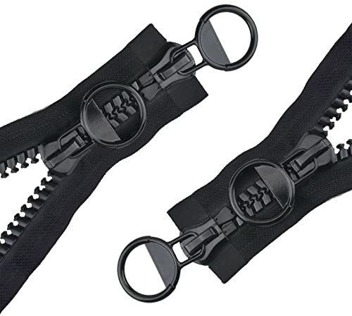 WANDIC 2 Uds.20# 150CM Cremalleras de Plástico Supergrandes Negras con Dientes, Cremalleras Resistentes para Costura DIY Bolsas para Manualidades A Medida Tiendas de Campaña Cubierta de Barco Y Lienzo
