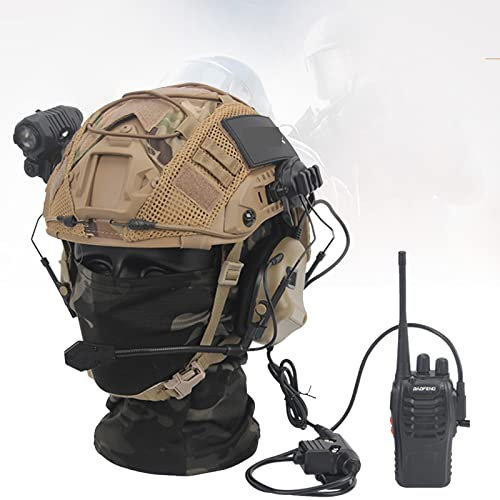 Ensemble de casque tactique rapide, avec housse de casque tactique, lampe de poche tactique et support pour militaire, paintball, chasse, jeu Cs. (T)