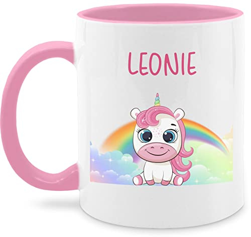 Tasse Tassen 325ml - Einhörner - Süßes Einhorn mit Name personalisiert I Unicorn - 325 ml - Rosa - einhorntasse unicorns kita mug einhorntassen einhörnern regenbogen cups einhornbecher kinder