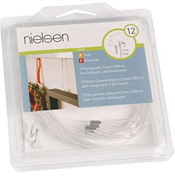 nielsen Galerieschienen Zubehör Perlonseil 2m mit Schlaufe und Gleithaken (2 Stück/Packung)