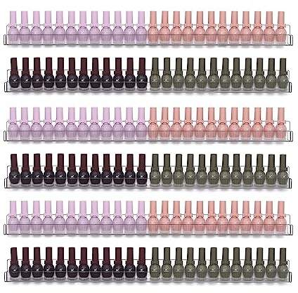 Justsoso 6Pcs/Set 24 Inch Nail Polish Rack Wall Mounted, Lipstick Essential Oil Bottle Clear Holder Organizer, Big Display Stand Wall Shelf for Bottle Cup Make-ups
