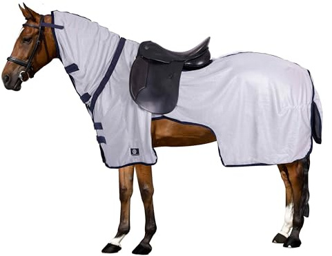 Imperial Riding Fliegen-Ausreitdecke IRH Royce, leichte Ausreitdecke aus atmungsaktivem Mesh mit Fliegenschutz und UV-Schutz für den Sommer, Silbergrau, 135