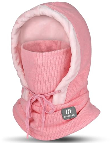GXCROR Sturmhaube für Motorrad, Skimaske, Fahrradmaske, Sturmhaube für Damen und Herren, aus warmem Fleece, Winter-Skimaske für Damen und Herren, zum Skifahren, Motorradfahren, Radfahren, Rosa, 50-56