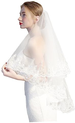 PACKOVE Brautkleider Für Die Braut Tüll Schleier Brautschleier Für Die Hochzeit Applizierter Schleier Spitzenschleier Vintage-schleier-hochzeit Modelliergarn Weiß Fein