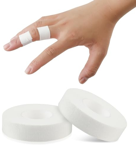 COMNICO Fingertejp, vit extra stark 0,6 tum x 80 cm sporttejp för volleyboll, utomhussporter, klättring, fotboll (2)