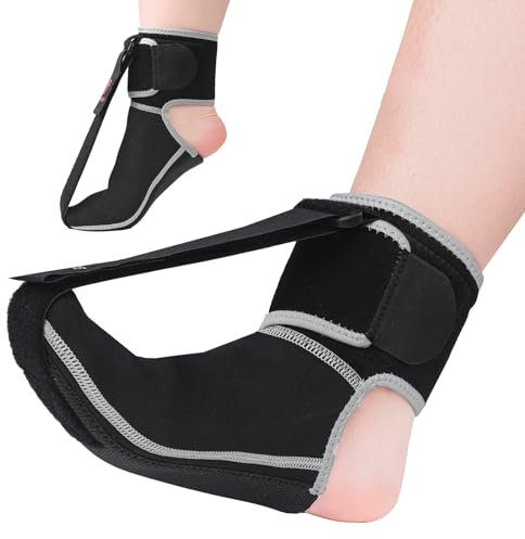 Comfort plantar fasciit nattskena, plantar fasciit strumpor för att lindra fotsmärta, plantar fasciit, hälsena, hälsporre, platta bågar, M (svart)