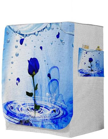 Odot Copri Lavatrice Esterni, Coprilavatrice da Esterno Antipolvere Anti Sunlight, Copertura per Lavatrice e Asciugatrice con Aperture Frontali (L-capacità 10,5~12 kg,Rosa Blu)