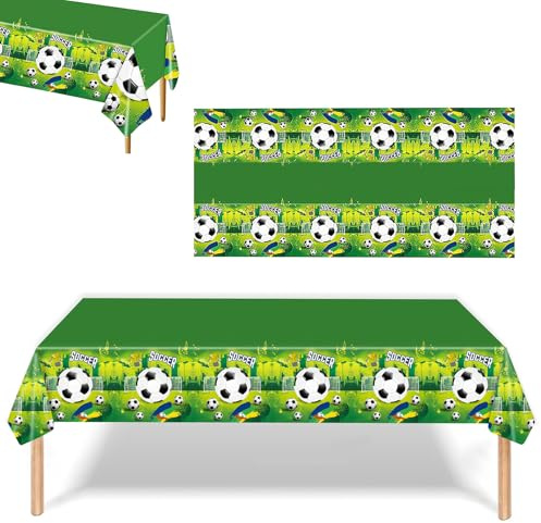 Fußball Tischdecke,220x130cm Fußball Geburtstag Partytischdecke,Rechteck Kunststoff Tischdecken,Fußball-Thema Tischdeko für Fußballliebhaber