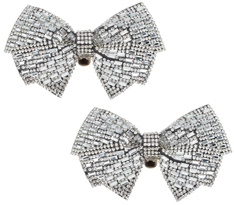 DELORIGIN 1 Paar Graue Schuhclips Mit Schleife Hochzeits Strass Schleifen Schuhschnallen Braut Abnehmbare Schuhclips Mit Schleife Für Frauen Party High Heels Flats Pumps Basteln