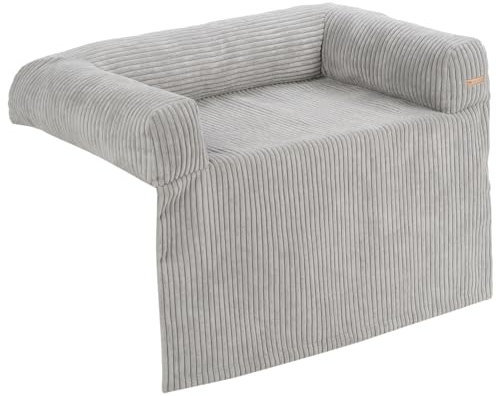Velinda Hundebett Hundeschlafplatz Hundesofa Hundeliege Schutzmatte für Sofa Sofaschutz (Farbe: grau (Cord))