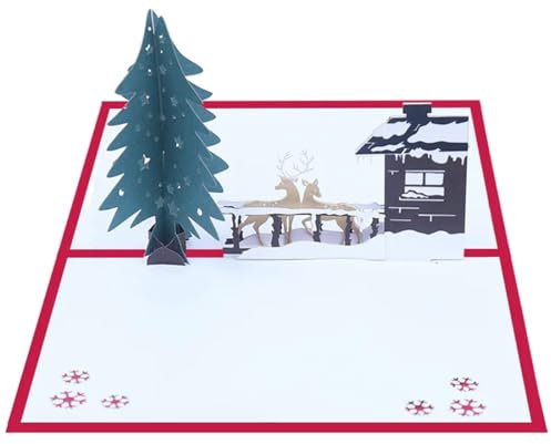 Frohe Weihnachtsbaum Geschenkkarte 3D Pop Up Karte Handgemachte Grußkarten mit Umschlag