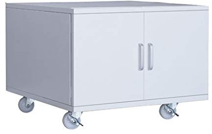 KOHARA Druckertisch, mobiler Druckerständer für unter den Schreibtisch, Arbeitswagen mit Rädern, Druckerständer aus Stahl, Pulverbeschichtung, Druckerwagen für Büromöbel (Farbe: Gris)