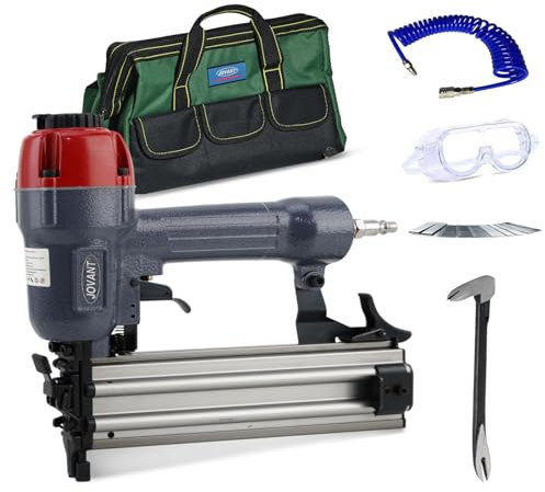 18GA Pneumatic Brad Nailer,Accepts 5/8 to 2Inch Brad Nails & Crown 5/8 to 1-5/8 Inch Staple.2 in 1 Nail Gun (Include 6m Air Tube,1*Nail Puller & Portable Bag)
