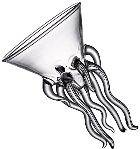 SHOWERORO Jellyfish Octopus Cocktail Glass 150ml Creative Bar Flutes Glass Cup for Holiday Parties and Wedding Beverage Serveware