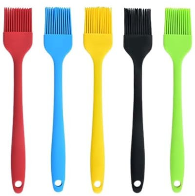 TOZBLEU Pennelli cucina,5 pcs Spazzola per alimenti, pennelli da pasticceria, per cottura al forno, barbecue, griglia, torte, carne, marinatura, resistenti al calore