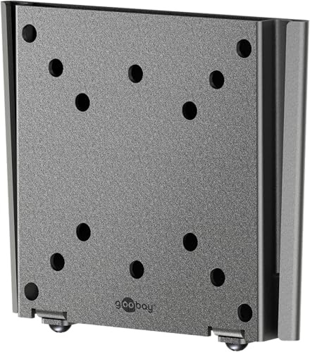 goobay TV-Wandhalterung Wohnmobil 13–27 Zoll, starr, ultraflach 15 mm, VESA 100x100, bis 30 kg, mit Verriegelung – Basic Fixed S – 74414