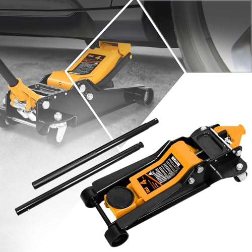 PM PERFORMOTOR Low Profile Hydraulic Trolley Service/Floor Jack, 4 Ton (8000 lbs) Capacity, Lifting Range 4.5-20, Orange,PM-TOL-FJ40-OG