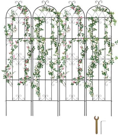 VEVOR Rankhilfe für Kletterpflanzen, 51x220 cm, 4er-Set rostfreies Metallspalier für Gartenblumen, Kletterrosen-Spalier, Rankgitter, Gurkenstütze, dekoratives Clematis-Spalier für Innenhöfe & Rasen