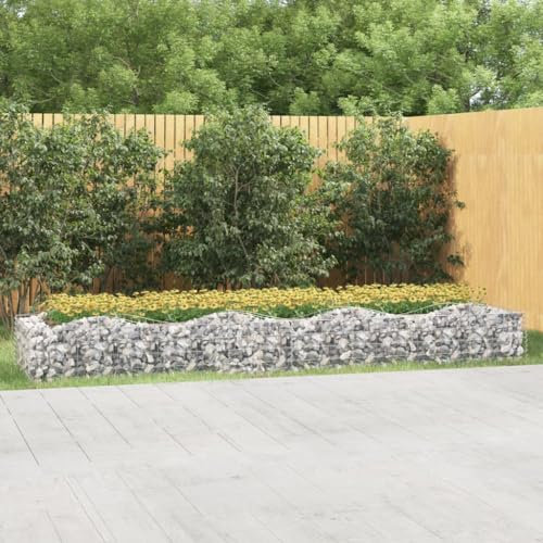 IKAYAA Jardinera de Gaviones Rectangular Gaviones de Piedra Muro de Gaviones Acero Galvanizado 400 x 100 x 50 cm