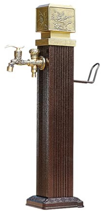 LUNAIZHUO Retro-Stand Wassersäule Garten mit Schlauchhalter, Dekorativer Brunnen mit Wasserhahn, Frostschutz-Crack-Wasserzapfstelle(74cm/29in)