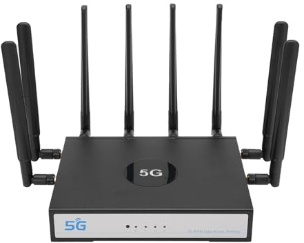 Tosuny Dualband WLAN 6 CPE Router, 5G NR NSA SA CPE Router mit Nano SIM Kartensteckplatz und WAN/LAN Anschluss, MU MIMO und OFDMA, 4,67 Gbit/s, 5G Mobilfunkrouter mit 8 5 dBi Antennen (Schwarz)