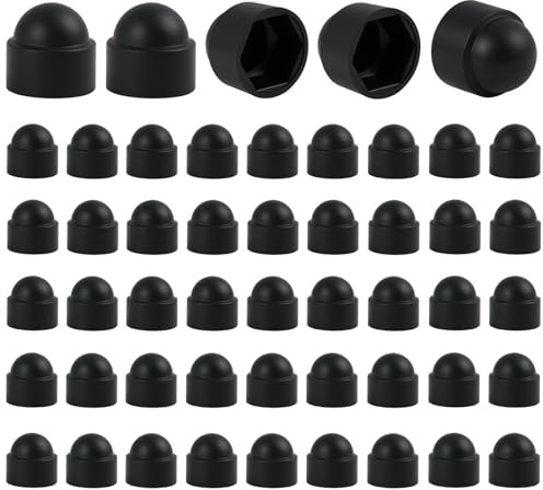50 pcs Cache Écrou M8, Cache-Écrous M8, Capuchons de Boulons Noirs en Résistant, Écrous Borgnes Hexagonaux, Cache Boulon Décoratif pour Machines, Mobilier, Projets Industriels