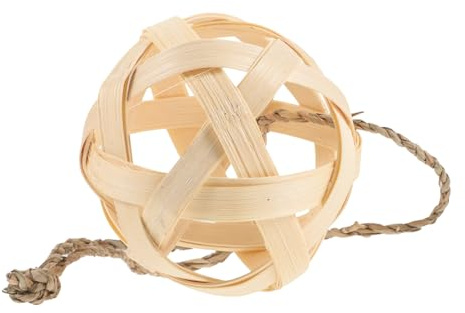 HOLIDYOYO Bambus Futterball Für Kleintiere Hängender Hamster Und Kaninchen Spender Lebensmittelecht Mit Aufhängung Für Käfigspielzeug Und Futterstation