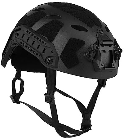 Nero, Leggero Casco Con Fori Di Ventilazione Superiore, Attrezzatura Tattica Caschi Da Esterno Con Guide Laterali Supporto Predisposto Per Cuffie Allenamento