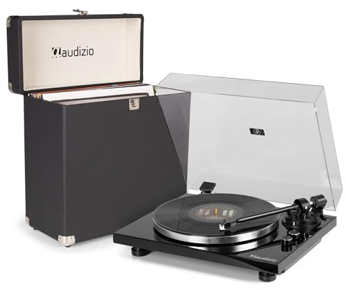 Audizio Toledo Premium Plattenspieler Bluetooth mit Plattenkoffer – Schallplattenspieler, 33/45 U/min, Vinyl Player mit hochwertigem Tonabnehmer – Record Player mit Vorverstärker, Riemenantrieb & RCA