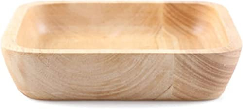 Träskål for frukt, salladsskål, fyrkantig träskål for blandade grönsaker, fruktskål, dessert, mellanmål, frukostkompott(21x4cm)