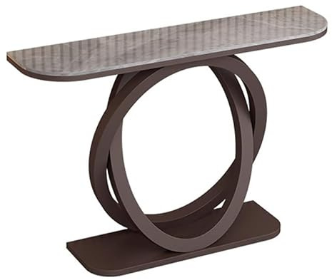 XLIHAWY Marmor-Konsolentisch, Modernes Dekorationselement Flurtisch Mit O-förmigem Verspiegeltem Sockel, Beistelltisch Für Das Sofa(Braun,120x30x80cm)