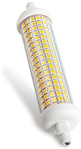 LedWekei Bombilla LED R7S 118mm 25W 90-265V 108 chips 2835SMD, equiv. a 200W halógena, lineal doble casquillo, paisajismo, ángulo 180°, blanco cálido 2700K