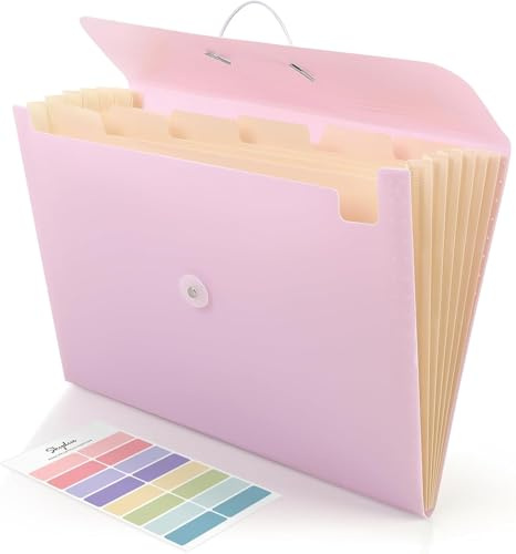 SKYDUE dokumentmapp A4, fack A4 med 7 fack och elastiskt band, mapp/mapp/mapp/mapp/mapp/mapp för kontor, skola och hem (ljus lila)