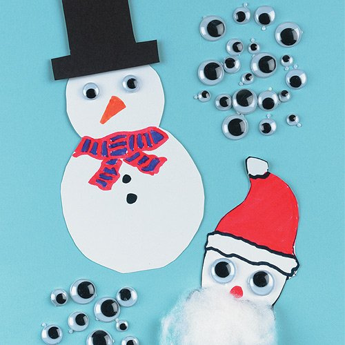 Baker Ross E210 Wiggle Eyes, Black & White, Self Adhesive, Stick On Eyes, Eyes For Crafting, Eye Stickers, Easy Peel, Assorted Size