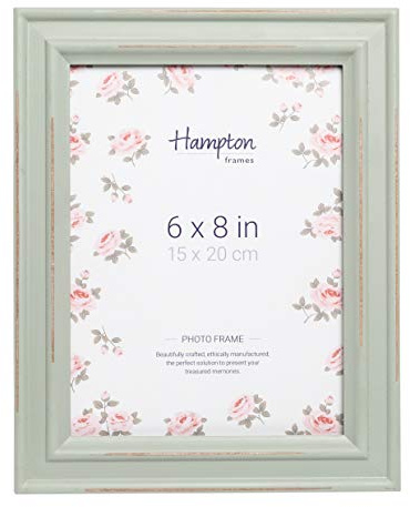 Hampton Frames, Bilderrahmen, 15 x 20 cm, Salbeigrün, MDF-Holz, Glasfront | Shabby-Chic Stil, für Wand- oder Tischaufstellung, Hoch- und Querformat | Dekorative Bildpräsentation