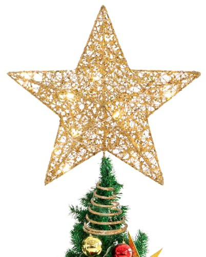 STOBOK Weihnachtsbeleuchtung Weihnachtsbaumspitze Baumdeckel Goldener Stern Baumwipfel Sternlicht für zu Hause Weihnachtsbaumdekoration glitzernde