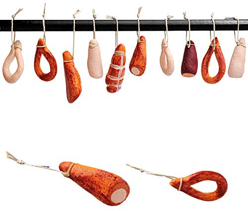 alles-meine.de GmbH 10 Stück Miniaturen - Würste - Schinken - Salami Schinkenwurst - Diorama - Maßstab 1:12 - z.B. für Puppenstube Küche - Puppenhaus/Klein - Mini - Puppe..